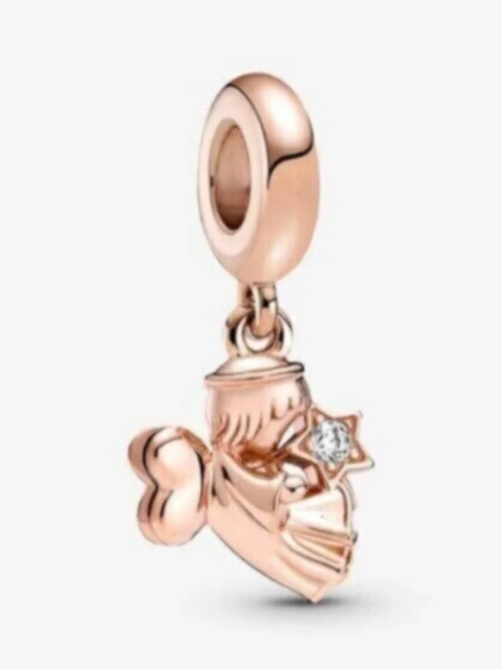 Pandora Rose Gold Mickey Mouse Dangle Charm with Clear Stone